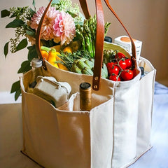 YICKYUE  -  Multi-Pocket Picnic Tote Bag & Shopping Storage Bag Durable Fabric for Food Glass Bottles Eggs Farmers' Markets Outdoor Picnics