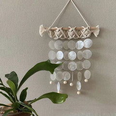 YICKYUE  -  1pcs Natural Shell Wind Chime Hand-woven Home Decoration Knitted Hanging Decoration Tapestries Wall Hanging DIY Material Bag