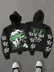 Hearujoy Hip hop street vintage letter star print hoodie men y2k Brother Harajuku fashion trend couple casual loose oversized sweatshirt