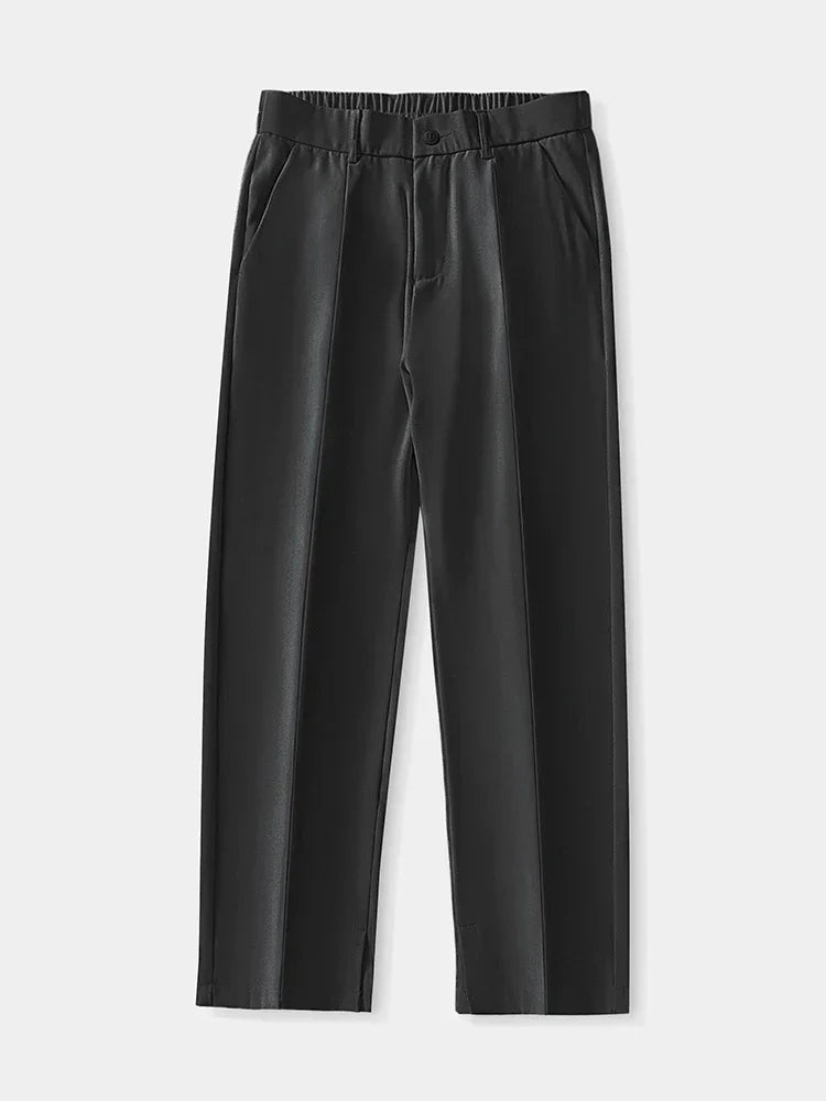 HEARUJOY  -  New Autumn Casual Pants Men Breathable Korean Fashion Pendant Split Elastic Waist Slacks Straight Loose Suit Trousers