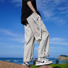 Hearujoy Wide Leg Cargo Pants Male Japanese Khaki Outdoor Loose Casual Trousers Big Size Harajuku Korean Streetwear Hip Hop