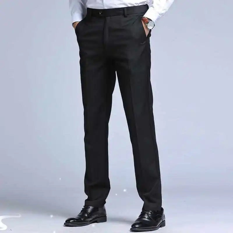 HEARUJOY  -  Men's Casual Suit Trousers Pants Office Wear Straight Leg Cotton Linen Blend Zipper Fly Faion Urban Sle All Season