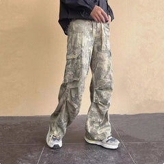 HEARUJOY  -  Y2K Fashion Side Pockets Camouflage Baggy Cargo Jeans Pants Men Clothing Wide Leg Women Cotton Long Trousers Pantaloni Uomo