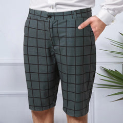 HEARUJOY  -  Breathable Fit Beach Shorts Swimwear Mens High Waist Casual Suit Plaid Small Straight Leg Mens Shorts Short De Corrida Masculino