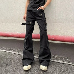 HEARUJOY  -  Summer New Men's Solid Color Straight Jeans American Retro Fashion Trend High Street Hip Hop Loose Breathable Men's Bottoms