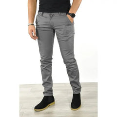 HEARUJOY  -  Men's Straight Leg Casual Pants mid Waist Button Fly Polyester Fiber Cotton 00% Khaki Color  Pattern Daily Wear