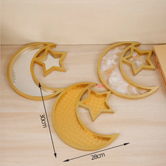 YICKYUE  -  Star Moon Crafts Home Ornament Wooden Festival Decoration Fruit Tray Jewelry Storage Plate Dessert Display Stand Holder