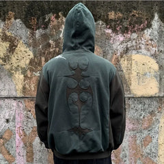 Hearujoy Y2K American Street Fashion Flash Printing Oversized Patch Hoodie Men Streetwear New Harajuku Hip Hop Casual Sweatshirt Coat top