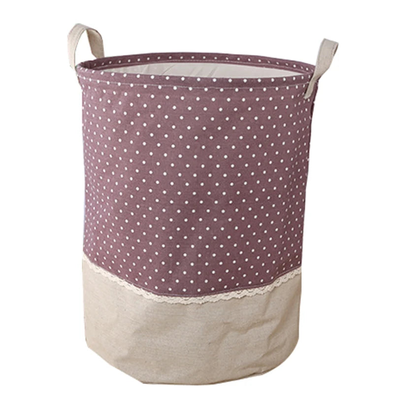 YICKYUE  -  Zakka 3 Sizes The Beam Port Linen Multi-function Handle Stackable Storage Barrel Laundry Basket Toy Storage Box Storage Basket