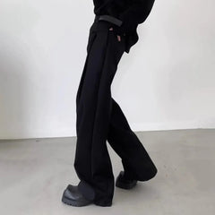 HEARUJOY  -  Men's Solid Color Wide-Leg Suit Trousers American Retro Fashion Trend Street Loose Casual Breathable Summer Men's Bottoms