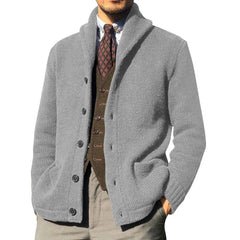HEARUJOY  -  Casual Fashion Men's Lapel Pure Cardigan Solid Color Sweater in Autumn and Winter Warm Knitted Jacket