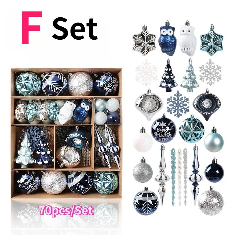 YICKYUE  -  70pcs Christmas Ball Sets Christmas Tree Ornament Assorted Alien Balls Toppers Xmas Tree Arrangements Background Displays Decor