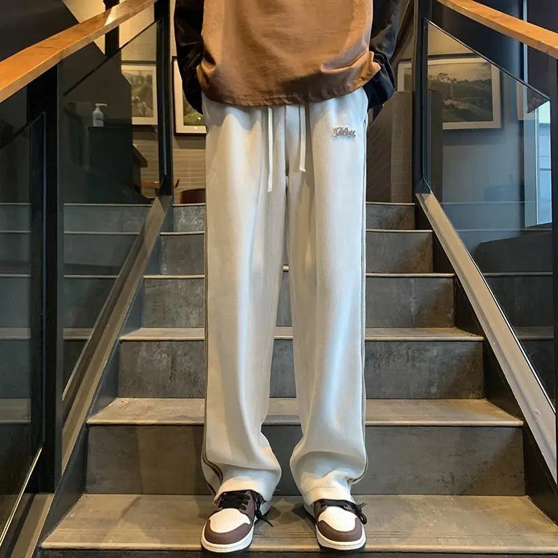 HEARUJOY  -  Corduroy Pants Men Spring and Summer Loose Straight Wide-leg Sports Pants 2025 New Trendy Men Casual Trousers Thin Section