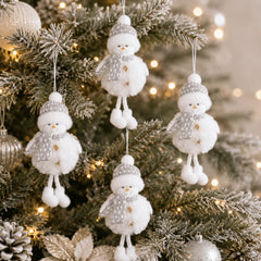 YICKYUE  -  3pcs Snowman Christmas Hanging Ornament, Gray and Pink Hat Scarf Snowman Pendant with Buttons and Dangling Legs,Room Decoration