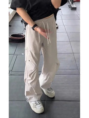 HEARUJOY  -  Folded Qui Dry Work Pants Men's Summer Thin Ice Silk Paratrooper Pants Cleanfit Cool Feeling Sports Pants Straight Leg