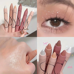 YICKYUE  -  Pearl Lying Silkworm Matte Glitter Eyeshadow Stick - Highlighter Eye Shadow Pen White Pearlescent Brightening Eyeliner Cosmetic