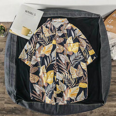 HEARUJOY  -  Regular Fit Men'S Slim Fit Shirt Men'S Floral Shirts Cotton Button Down Holiday Beach Shirts With Pocket Camisa Masculina