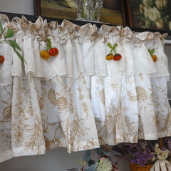 YICKYUE  -  Retro French Punch-Free Door Curtain Home Decoration Antique Bedroom Partition Cabinet Curtain Balcony Printed Half Curtain