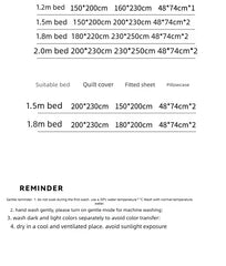 YICKYUE  -  New plaid printing retro cloud double-layer yarn four-piece set, bedding, student dormitory single 3-piece set