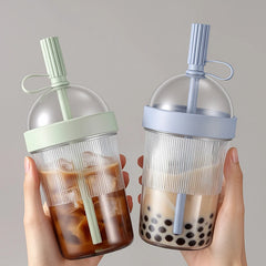 YICKYUE  -  17oz Coffee Tumbler with Lid & Straw Reusable Leak Proof Drinkware Cold Cup for Women Men Travelers Home Office Travel Daily Use