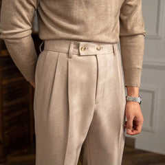 HEARUJOY  -  Mens Suit Pants Office Slacks Business British Trousers Formal Wear High-End Tailored Fit High Waist Straight Suit Pants Autumn