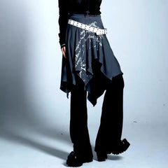 Hearujoy Y2k Punk Skirts Mens 2024 New Fashion Asymmetrical Pleated Print Skirt LGBT Gothic Harajuku Jupe Subculture Faldas Para Hombre