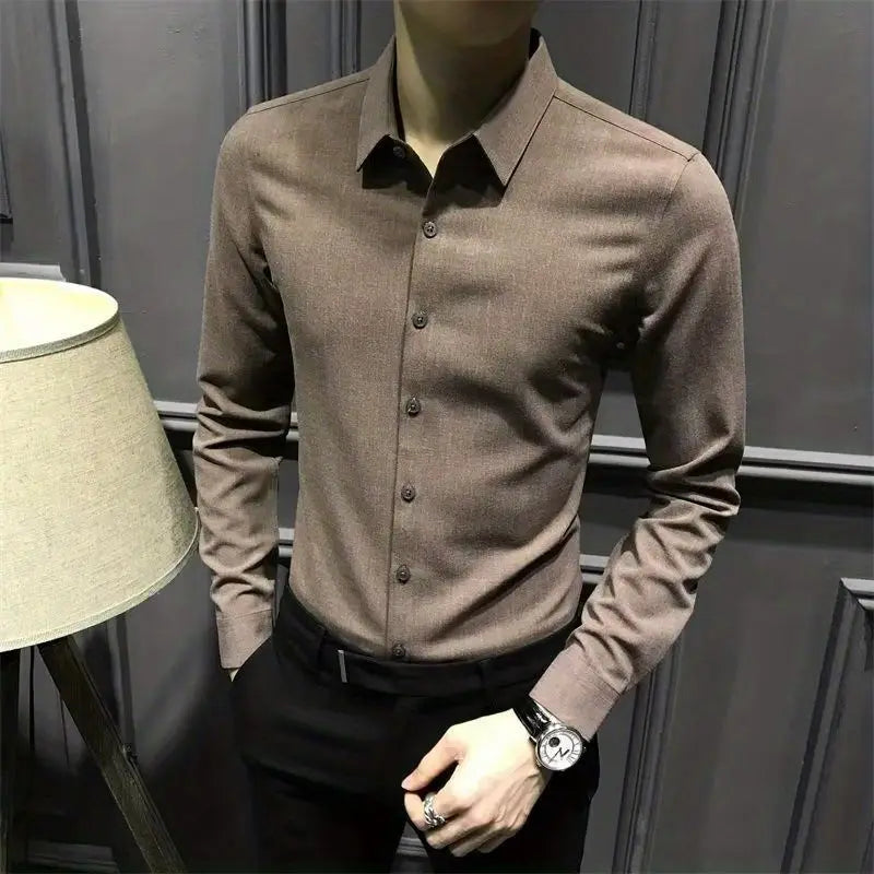 Hearujoy New Long Sleeved Shirt for Men High-end Korean Style Casual Slim Fit Men's Shirt High-end Business Men's Shirt
