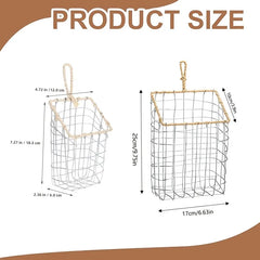 YICKYUE  -  2pcs Set Japanese Style Wire Woven Sundries Storage Hanging Basket Wall-Mounted Shelf Kitchen Utensil Cookware Storage Baskets
