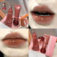 YICKYUE  -  Chocolate Brown Plumping Lip Gloss Watery Crystal Jelly Lip Gloss Moisturizing Glass Lip Tint Soft Tube Makeup Applicator Beauty