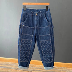HEARUJOY  -  Vintage High Street Hip Hop Jeans For Men Spring Autumn Loose Wide Leg Big Pocket Overalls Trendy Y2K Neutral Denim Cargo Pants