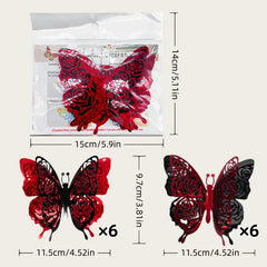 YICKYUE  -  12/24pcs 3D Double-Layer Butterfly Wall Stickers Self-Adhesive Disposable Wall Decals for Living Rooms Bedrooms for Mural Decor