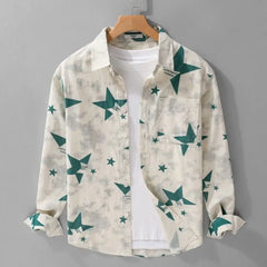 HEARUJOY  -  Spring Japanese Letters Gradient Print Men's Loose Casual Long-sleeved Shirt