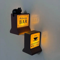 YICKYUE  -  Coffee Corner Creative Atmosphere Light Sign Fridge Magnet Magnetic Home Miniature Pegboard Coffee Shop Glowing Decoration