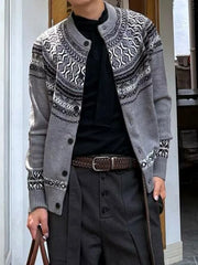 HEARUJOY  -  Stylish Men's Knitting Jacket Coat Autumn Winter Casual Stand Collar Button-up Cardigans Men Sweatercoats Vintage Crochet Coats