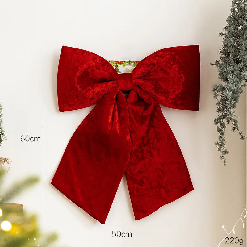YICKYUE  -  Christmas Decorations 60cm Red Velvet Bow Christmas Accessories Diy Hanging Christmas Tree Decoration