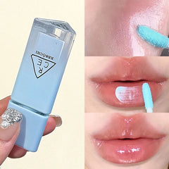 YICKYUE  -  Cherry Pink Colors Waterproof Jelly Mirror Lip Glaze Orange Color Translucent Tint Glass Liquid Lipstick Lip Gloss Daily Makeup
