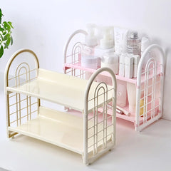 YICKYUE  -  1pc Double Layer Multi-Functional Plastic Desktop Organizer Shelf for Cosmetics, Bedroom, and Dormitory Accessories