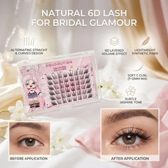 YICKYUE  -  6rows False Eyelashes Professional Eyelashes 6D Layered Synthetic Fiber Lashes C Curl For Photography Makeup Natural Lightweight