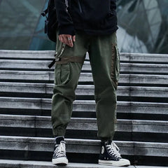 Hearujoy Techwear Cargo Pants Men Pockets Hip Hop Joggers Japanese Streetwear Green Black Trousers Male Loose Casual Outwear