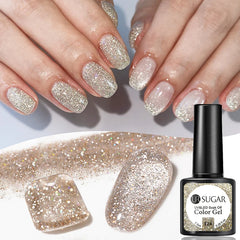 YICKYUE  -  7.5ml Champagne Reflective Glitter Nail Gel Polish Summer Laser Sparkling Effect Semi Permanent Soak Off UV LED Varnish