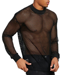 HEARUJOY  -  Breathable Fitness Shirt Hollow-Out T-Shirt 2XL Breathable Mesh T-shirt For Men Hollow-out Crew Neck Design Fashionable Style