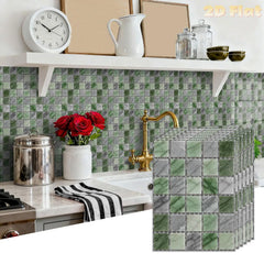 YICKYUE  -  2d Flat | 10/11/12/13 Pcs-Luxury Style Green Wall Sticker-Peel And Stick Backsplash Tiles For Bathroom-Independence Day Decor
