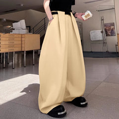 HEARUJOY  -  Men Pants Solid Color Button Joggers Oversize Male Wide Leg Pants Streetwear Pleated Fashion Casual Trousers Men