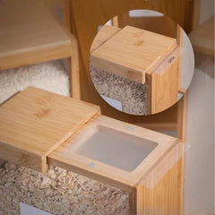 YICKYUE  -  Natural Bamboo Cereal Container, Kitchen Storage Box for Grain, Rice, Nuts & Dry Food