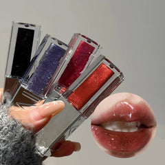 YICKYUE  -  Crystal Shimmer Black Lip Glaze Halloween Lip Makeup Moisturizing Non-Stick Water Light Liquid Lipstick Pearl Lip Gloss Cosmetic