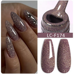 YICKYUE  -  Nude Glitter Color Sparkling Gel Nail Polish Spring Long Lasting For Manicure Soak Off Nail Base Top Coat Gel Varnish