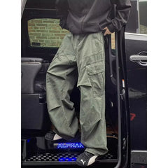 HEARUJOY  -  American straight-leg casual pants men's Hong Kong style spliced contrasting wide-leg pants in summer thin young people quick-