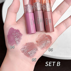 YICKYUE  -  3PCS Water Light Mirror Lip Gloss Set Hydrating Lightweight Liquid Lipstick Nature Moisturizing Lip Tint Lips Makeup Cosmetics