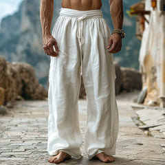HEARUJOY  -  Men's Casual Straight Leg Pants Dstring Comfortable Leisure Trousers Bright Tead mid Waist PVC Fabric  Color