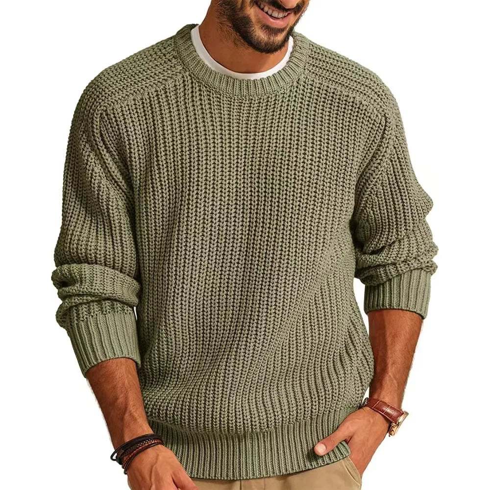 HEARUJOY  -  Fashion Autumn Winter New Men's Sweater Long Sleeve Round Neck Casual Men Knitted Jacquard Pullover Solid Tshirt Man Tops